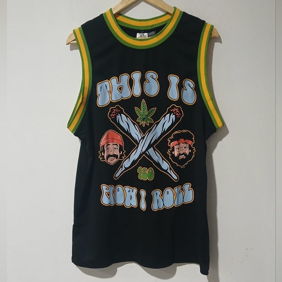 Cheech & Chong (This is How I Roll 420) Basketball Jersey Men's Size: M - Picture 1 of 5